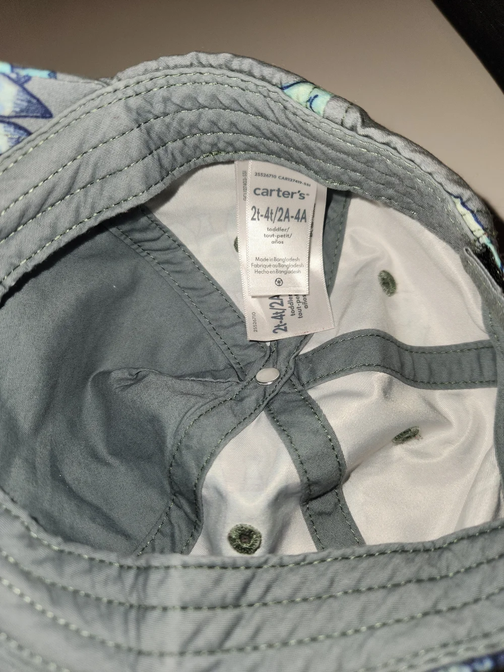 Carter's Gray Hat with Blue Dinosaur Print